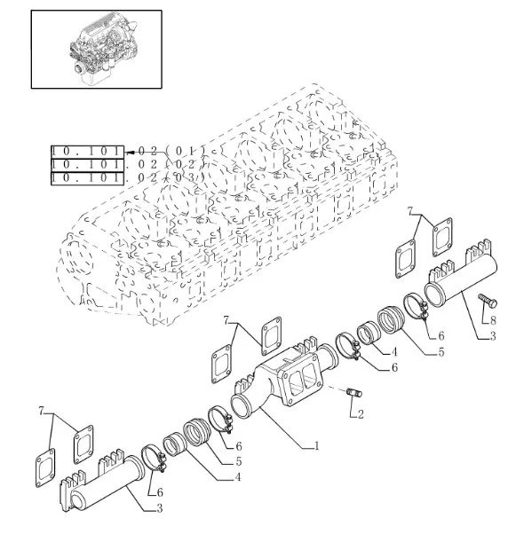 504046508 - Коллектор выпускн. центральн. ДВС Cursor13 T903040/St.385,435, CR